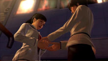 Park checks the shattered crystal spot from Haruka's hands