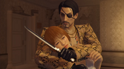 Majima ask the nervous woman to be his bitch