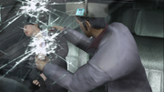 Yakuza 2 Sayama getting wounded after being shot at by a sniper