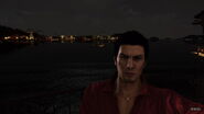 View from Kiryu's apartment deck of the harbor at night