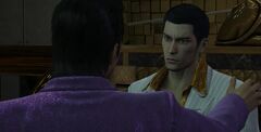 Awano trying to intimidate Kiryu