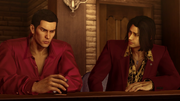 Nishiki demands to know why Kiryu chose to stick the Dojima Family once again