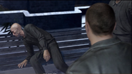 Saejima hits Kugihara leaning against the bench