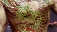 Close-up of his dragon tattoo on his back.