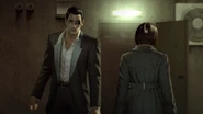 Makoto walks away after Majima refuses to kill for her own vengeance.