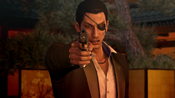 Majima aim the gun at Sera if he distrusts him