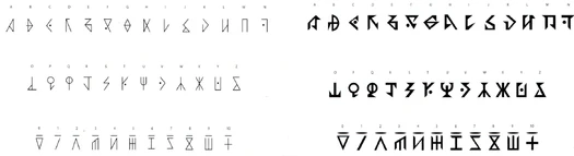 The two versions of the Garmillas alphabet side by side