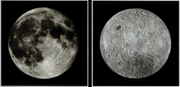 Topography showing the near (left) and hidden (right) sides of the Moon