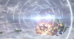 Megaluda Fires at Allied Fleet