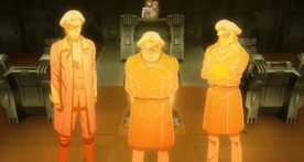 Okita's spirit, with Mamoru and Hijikata's spirits at his sides, appears on Yamato'"`UNIQ--nowiki-00000090-QINU`"''s bridge