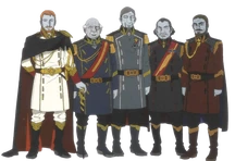 The Grand Duke (left) and his council of aristocrats