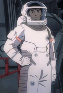 The deck crew wears a generic white spacesuit[7]