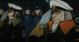Saluting Yamato as it leaves Earth orbit.