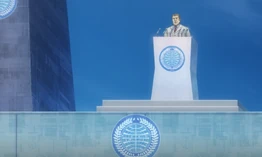 The first president of the Earth Federation gives a speech in 2202