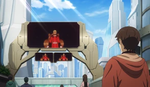 Earthlings watch Skulldart's broadcast