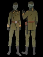 Rearguard uniform.jpg (18 KB) Rearguard personnel wear a unique uniform consisting of a green coat with a large collar