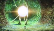 Teresa manifests inside of the Terezarium, rejuvenating the vegetation around her