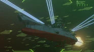 Yamato fires its way through the Garmillan ships as it heads for the planet Balun.