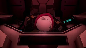 Okita, collapsed over his post