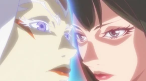 Saberah and Katsuragi face each other and fight over their identity