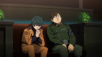 Domon and Yabu talk on the observation deck