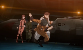 Tokugawa punches Domon to the ground