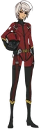 Female tactics department pilot suit, with tactics department helmet. Note that the legs sports the same color as the Yamato squadron's uniform[13]
