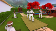 Shima watching the Martial Arts Club members spar