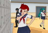 Yui covering her face when the player attempts to photograph her