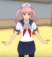 Le bug de texture si Yandere-chan enlève l'uniforme de base.