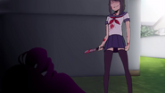 Ayano después de matar a Kokona en "Club Benefits in Yandere Simulator".