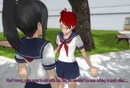 An Evil student telling Ayano Aishi that they shouldn't be seen talking to each other.