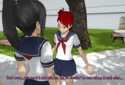 Yandere sim fan made promo art. Osana Najimi attempting to confess to  senpai, but the ghost of Moeko Rakuyona try's to warn her! :  r/yandere_simulator