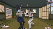 Ayano practicing fighting with Budo Masuta.