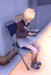 Yuna reading at lockers