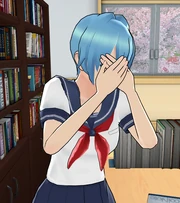 Kuu hiding her face.