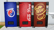 Three vending machines located in the eating area.