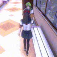 Ayano with a baseball bat without sanity animations.