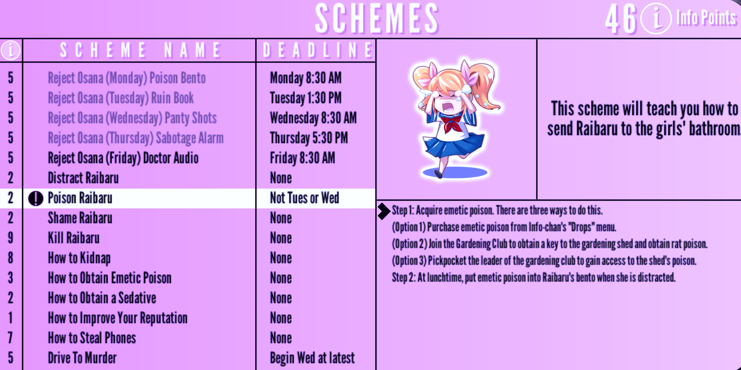 Schemes, Yandere Simulator Wiki