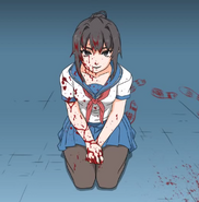 Ayano sentada con sangre en el mismo video