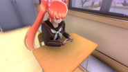 Osana playing around on her phone before classes.