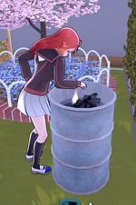 Moeko playing with fire.