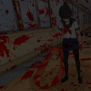 Ayano holding Osana's head in the title screen.