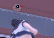 The HUD to cut the rope being visble at a specific angle.