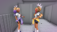 Hana conversing with Kashiko in the bathroom