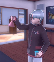 Bunzo doing experiments in the Science Club.