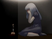A young Megami crying after being ordered to kill her own family member. An uncensored version can be seen here.
