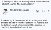 YandereDev Message for Ayato join bullies and student council.