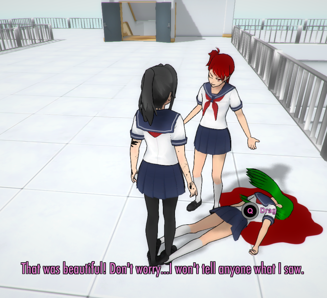 Yandere sim fan made promo art. Osana Najimi attempting to confess to  senpai, but the ghost of Moeko Rakuyona try's to warn her! :  r/yandere_simulator