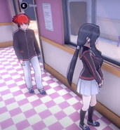 Ryoba leading Haruto to the cooking club to learn his opinion.